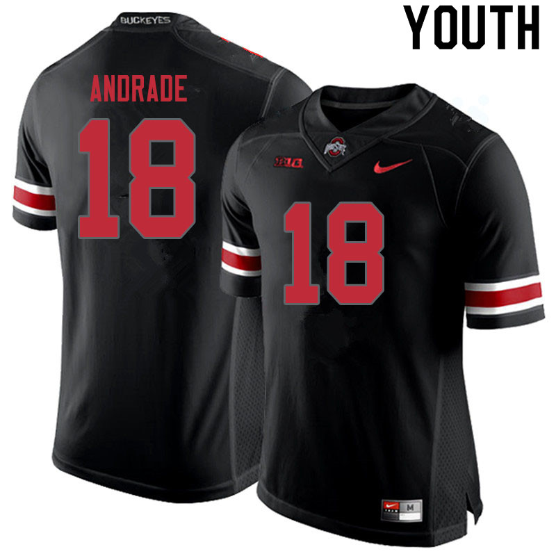 Youth Ohio State Buckeyes #18 J.P. Andrade Blackout Authentic College Stitched Football Jersey 23VD046DQ